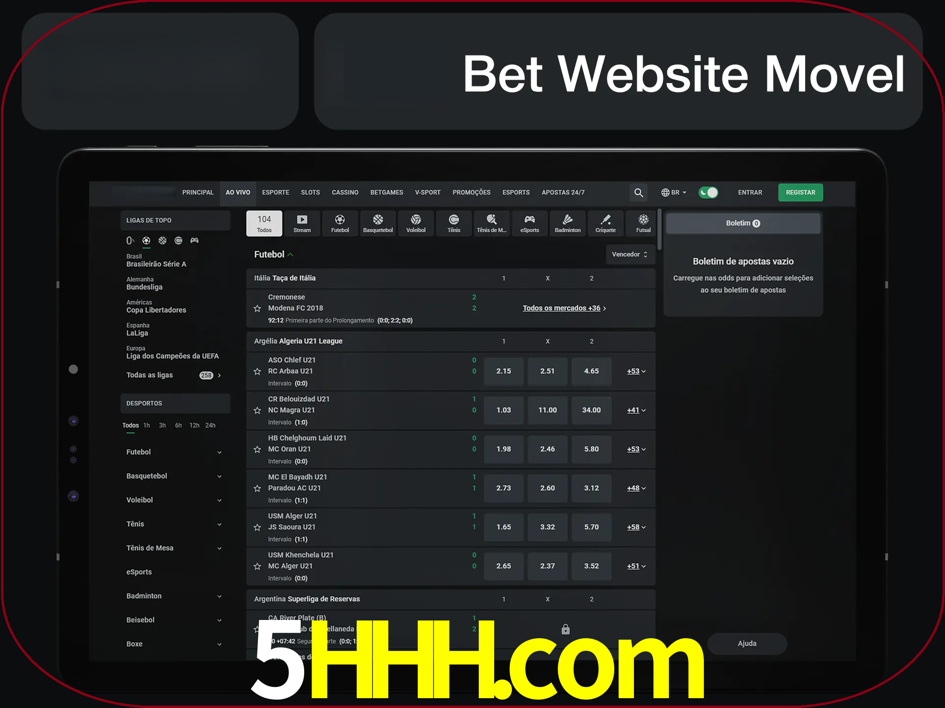 Use nosso website em qualquer dispositivo.