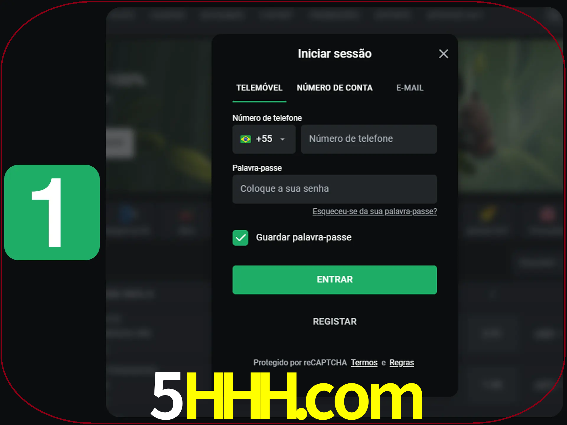 Clique no botão Entrar.